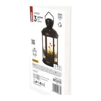 Vánoce Emos DCLV15 LED dekorace vánoční lucerna se svíčkami černá 35,5 cm 3x C vnitřní vintage
