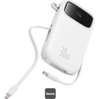 Powerbanka Baseus Qpow2 20000mAh, 30W, s kabelem USB-C bílá