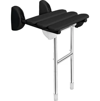 Koupelnové sedátko Ridder HANDICAP sklopné sedátko do sprchového koutu s podpěrou, 38x36cm, černá