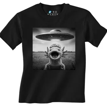 Chlapecké tričko Dětské tričko Konspirační Teoretik Axolotl UFO (Velikost: 3-4, Barva: Černá)