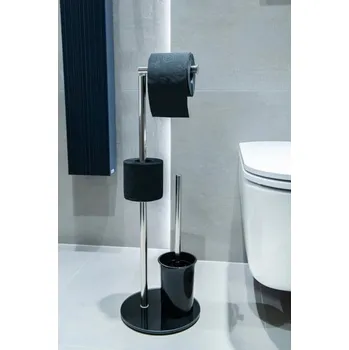 WC štětka + držák papíru, nerez a černá barva (9781) HOPA
