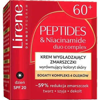 Pleťový krém Lirene Peptides & Niacinamide vyhlazující krém na vrásky, sjednocující tón pleti, pro každodenní použití, 60+, 50 ml