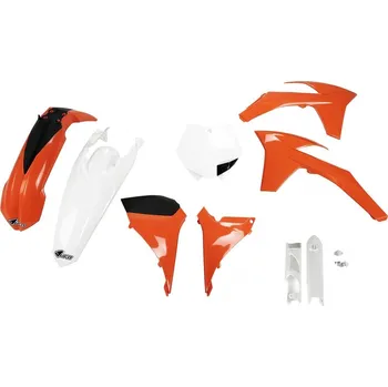 UFO sada plastů a kryty tlumičů KTM SX 125/150/250 '11-'12, SX-F 250/350/450 '11-'12 (oranžová/bílá)