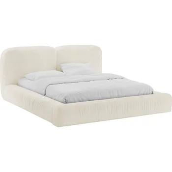 Postel Micadoni Krémově bílá bouclé dvoulůžková postel Martina 160 x 200 cm s úložným prostorem