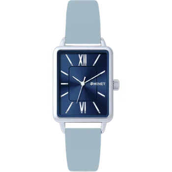 Hodinky MINET Stříbrno-modré dámské hodinky SIENA s šedým koženým řemínkem MWL5407