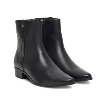 Oblečení a móda Polokozačky Tommy Hilfiger Th Leather Pointy Zip Bootie FW0FW08980 Černá 36
