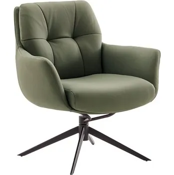 Křeslo Kožené otočné křeslo ASSENTO s područkami olivová typ C s černou matnou podnoží