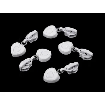 Zip Jezdec ke spirálovým zipům No 6 srdce, barva bílá