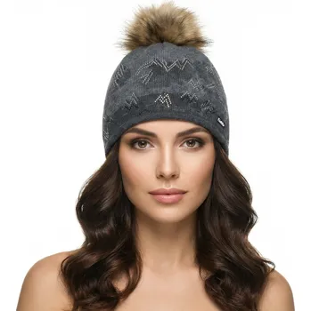 Módní doplněk Zimní čepice EISBÄR Draw Lux Crystal Mü černo-šedá Černá