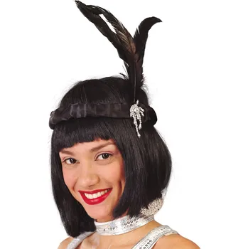 Karnevalový doplněk Guirca Charleston čelenka - černá s perlou