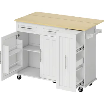 Servírovací stolek Kuchyňský vozík 129 x 65 x 91 cm | bílá