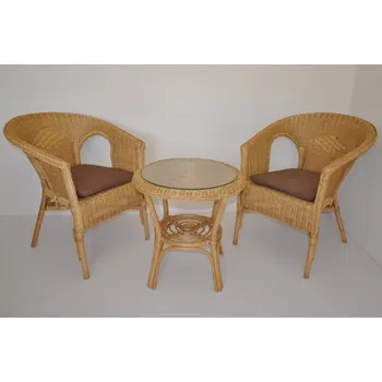 Sedací souprava Axin Trading Ratanová sedací souprava Fabion medová s polstry Polstr: Hnědý melír