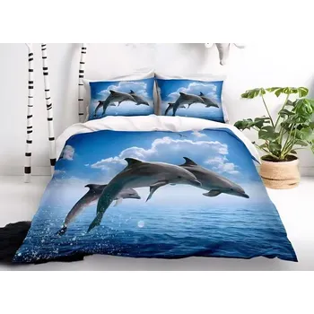 Povlečení 3D povlečení Delfíni 140 x 200, 70 x 90 cm knoflíky