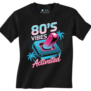 Dívčí tričko Dětské tričko Vibes 80. let Aktivovány 80’s Vibes Activated (Velikost: 9-11, Barva: Černá)