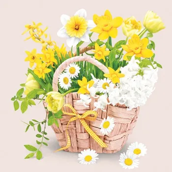 Papírový kapesník Pol-Mak Ubrousky DAISY L (20ks) Spring Flower Basket 614191