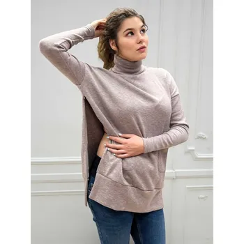 Těhotenský svetr Těhotenský a kojící svetr Cecelia 3v1 - taupe melange Velikost: XL