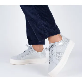 Dámská obuv Dámské šedostříbrné odlehčené tenisky Bugatti se zvířecí texturou Velikost: 40