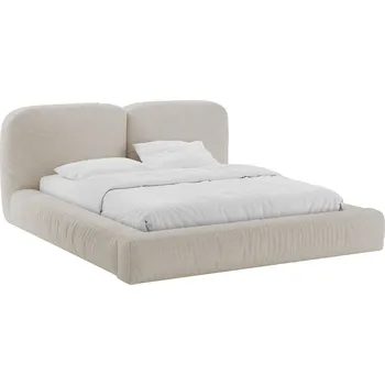 Postel Micadoni Béžová bouclé dvoulůžková postel Martina 160 x 200 cm s úložným prostorem