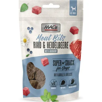 Krmivo pro psa 6x90g MAC´s Dog Meat Bits - hovězí a borůvky