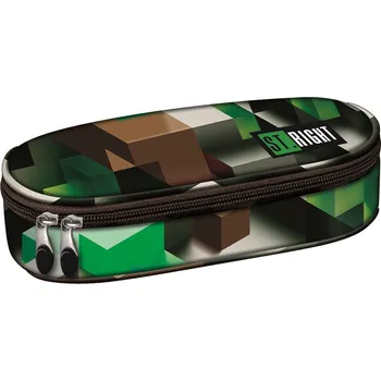 Penál Penál oválný PC-01, St.RIGHT - GREEN 3D BLOCKS, rozměry: 6 x 23 x 9,5 cm