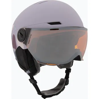 Dětská lyžařská helma UVEX Rocket Visor Jr cool lavender abstract matt/mirror silver/laser gold