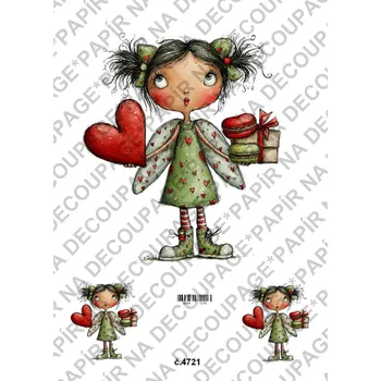 Umělecký papír Rýžový a soft papír na decoupage - Valentýnky - KB4721 Materiál: Soft, Rozměr: A4