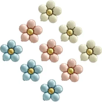 Party dekorace Fóliové balónky s květinovým motivem, 9 kusů (modré/růžové/bílé), 20 palců, balónky se