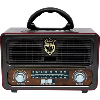 Radiopřijímač Retro rádio s bluetooth a dálkovým ovladačem - MEIER M-111BT - tmavé