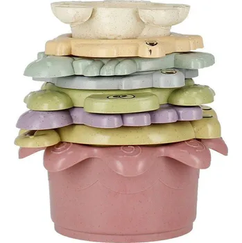 Hra na zahradu VĚŽ PYRAMIDA SKLÁDACÍ PASTELOVÉ KELÍMKY DO KOUPELE