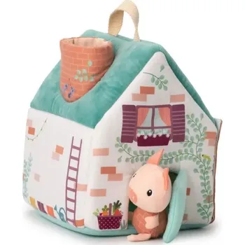 plyšák Lilliputiens Textilní domeček s pohádkou - O vlkovi a třech malých prasátkách