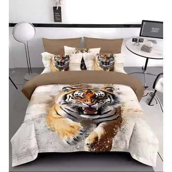 Povlečení Novinka 2026 ! Bavlněné povlečení s 3D efektem na 2 postele -140×200/70×90 cm - Tygr + prostěradlo zdarma