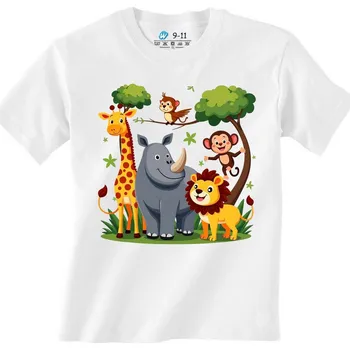 Dívčí tričko Dětské tričko Veselá Zvířátka ze ZOO (Barva: Bílá)