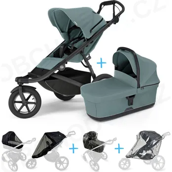 Kočárek Set 5v1 Thule Urban Glide 3 Mid blue + korbička Mid blue + pláštěnky + ochranná síť