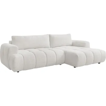 Pohovka Bobochic Paris Bílá bouclé rozkládací pohovka Fuji 292 cm, pravá