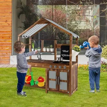 Dětská kuchyňka Costway Dětská zahradní kuchyňka s tabulí