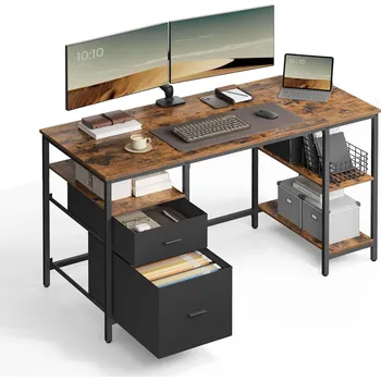 Psací stůl Psací stůl Vasagle Grindstone 140 cm černý/hnědý