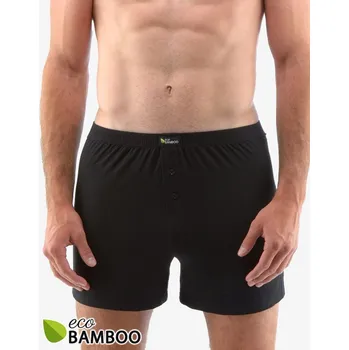 Trenýrky Pánské trenky volné, šité, jednobarevné Eco Bamboo 75194P - černá - 50/52