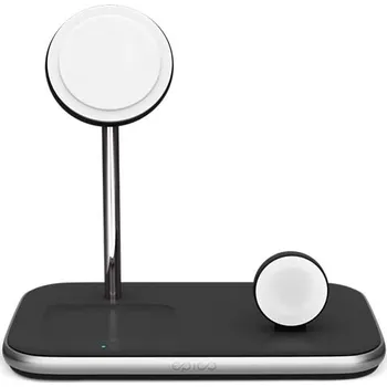 Telefonní příslušenství Epico 3in1 bezdrátová nabíječka Made for MagSafe s adaptérem v balení - černá