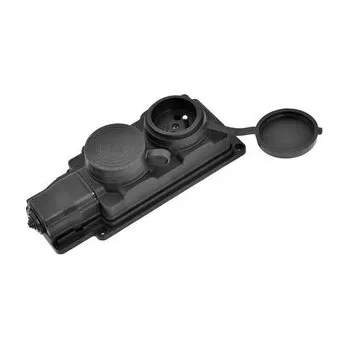 Elektrická zásuvka Zásuvka gumová 2-násobná 16A/250V, IP44, černá