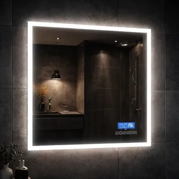 Zrcadlo LED zrcadlo SMART 80x65 cm, bluetooth, hodiny, datum, teplota, reproduktor + slevový kód