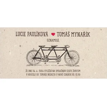 Svatební dekorace Svatební oznámení 193 – Retro dvojkolo