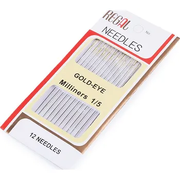 Nástroj na niť a příze Jehly zlatá ucha, velké, nikl