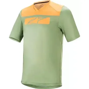 cyklistický dres Alpinestars Drop 4.0 pánský dres krátký rukáv Green Steel/Tangerine vel. L