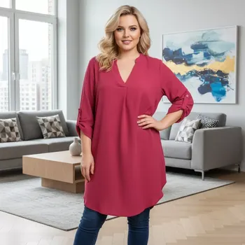 Dámská tunika Dámská dlouhá tunika Lea jahodová barva