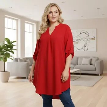 Dámská tunika Dámská dlouhá tunika Lea červená barva