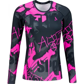 Dámská móda Dámské funkční tričko s dlouhým rukávem premium ALTISPORT VOJ/ALW076TR03 ČERNÁ/FLUO RŮŽOVÁ XXXL