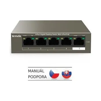 Switch Tenda TEG1105P-4-63W - PoE AT Switch 63Watt, 5xRJ45 GLAN, Switch s 4xPoE 802.3at, 10/100/1000 Mbps,Kov