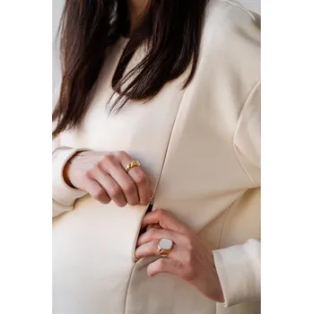 Těhotenská móda Oversize těhotenská a kojicí mikina 3v1 Basic - ecru, bavlněná Velikost: 2XL/3XL