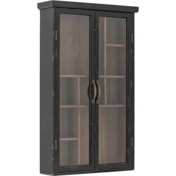 Knihovna Bloomingville Černá dřevěná vintage vitrína Hazem 80 x 50 cm