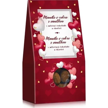 Čokoláda Selllot Mandle s vanilkou v mléčné čokoládě se skořicí motiv srdíčka 150g
